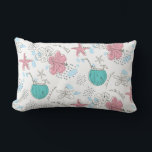 Coussin D'extérieur Tropical Starfish and Cocktails Motif<br><div class="desc">Vacances tropicales inspiré motif en turquoise et rose.</div>