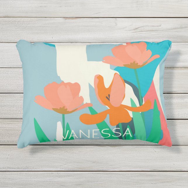 Coussin D'extérieur Tulipes d'abricot Blocs de couleurs modernes artis (Devant)
