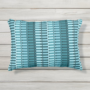 Coussin D'extérieur Turquoise Bleu Contemporain Abstrait Motif de band