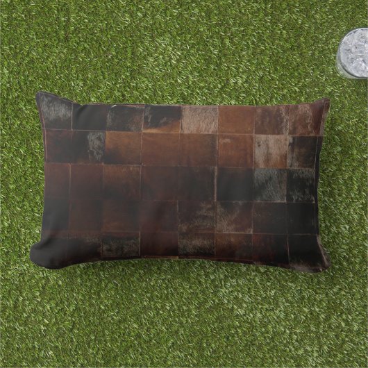 Coussin D'extérieur Vachette Brown en écaille Imprimer Western Rustic  (Herbe)