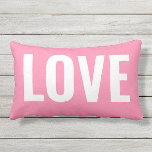 Coussin D'extérieur Valentines Pink Love Typographie Extérieure