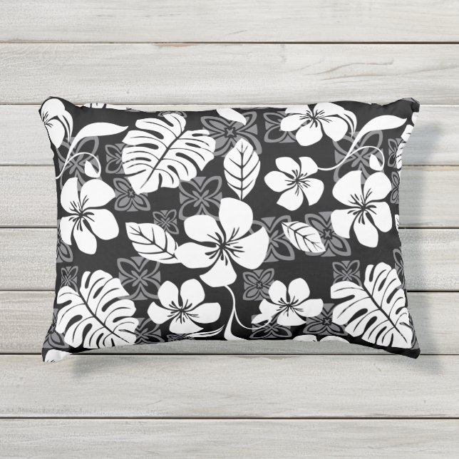 COUSSIN D'EXTÉRIEUR VENDREDI ALOHA (NOIR/GRIS) (Devant)
