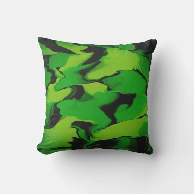 Coussin D'extérieur Vert et noir ondulés (Recto)