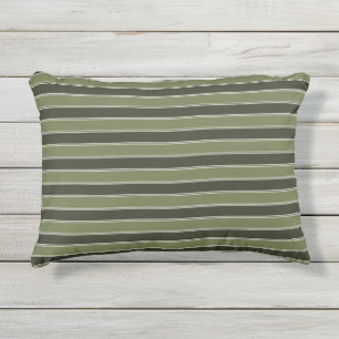 Coussin D'extérieur Vert mousse noir lignes horizontales rayure géomét