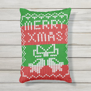 Coussin D'extérieur Vilain pull motif sonnettes Joyeux fils Xmas