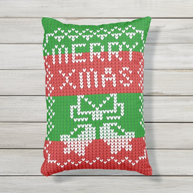 Coussin D'extérieur Vilain pull motif sonnettes Joyeux fils Xmas (Devant (Vertical))