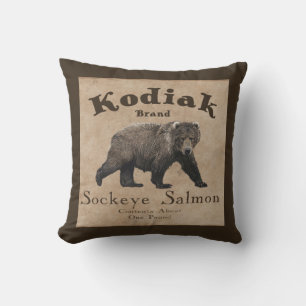 Coussin D'extérieur Vintage Étiquette Saumon Kodiak