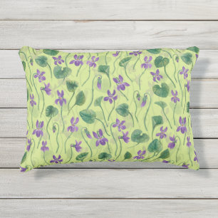 Coussin D'extérieur Violettes à l'aquarelle sur rosée de miel