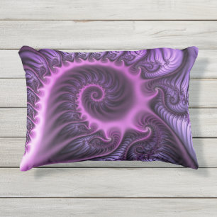 Coussin D'extérieur Vivid Cool Abstrait rose violet Fractal Art Spiral