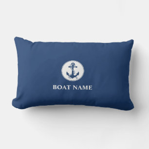 Coussin D'extérieur Votre nom de bateau Rope & Ancre Blue