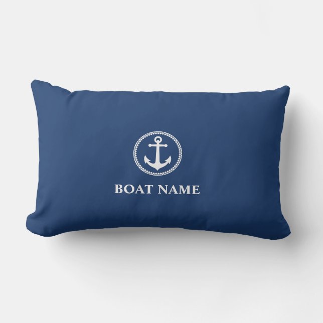 Coussin D'extérieur Votre nom de bateau Sea Ancre Blue (Recto)