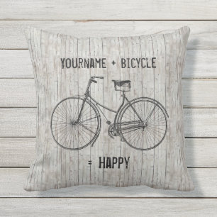 Coussin D'extérieur Vous plus la bicyclette égale la planche en bois