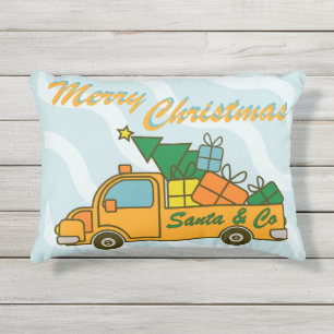 Coussin D'extérieur Vue latérale du camion père Noël Joyeux Noël