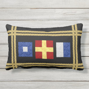 Coussin D'extérieur Watercolor Nautical Signal maritime Flag monogram