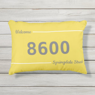 Coussin D'extérieur Yellow, Grey et White House Numéro Adresse munici