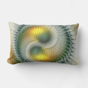 Coussin D'extérieur Yin Yang Vert Jaune Abstrait Fractal Coloré