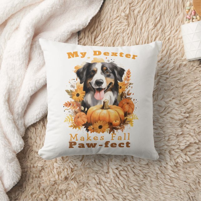 Coussin Dexteur de chien d'automne personnalisable (Couverture)