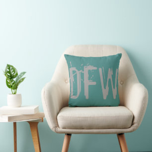 Coussin DFW Airport Grunge Typographie