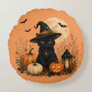 Coussin d'Halloween Citrouille de Chat Noir Mignon