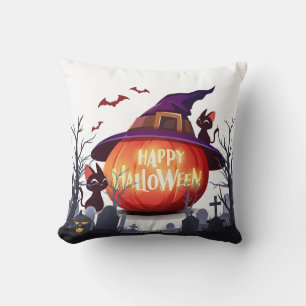 Coussin d'Halloween - Citrouille et la magie de nu