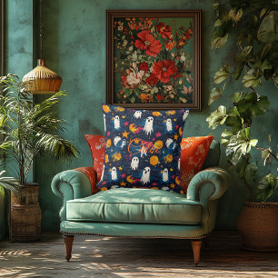 Coussin d'Halloween de nuit étoilé avec Fantômes j