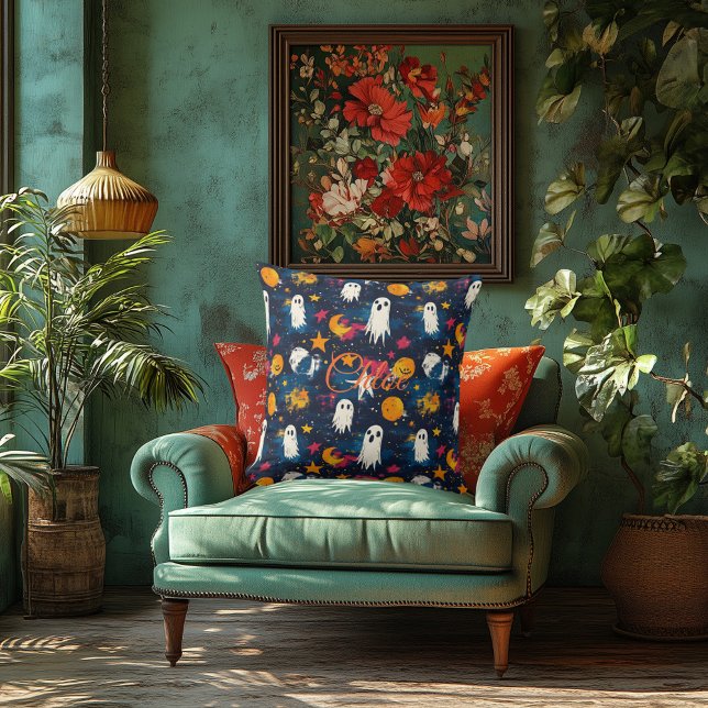 Coussin d'Halloween de nuit étoilé avec Fantômes j (Créateur téléchargé)