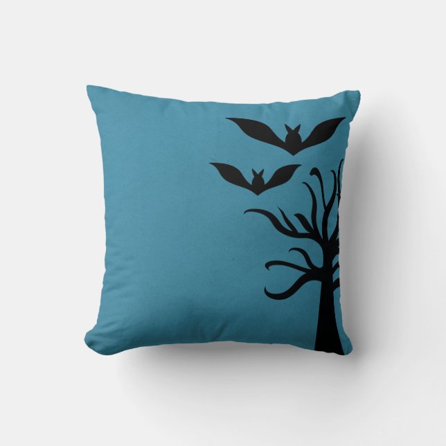 Coussin d'Halloween Eerie Bats, Bleu (Recto)
