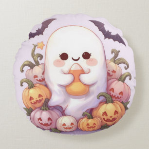 Coussin d'Halloween Fantôme rond - Décor Éffrayant
