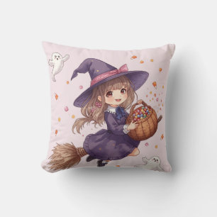 Coussin d'Halloween sorcière bonbons mignonne