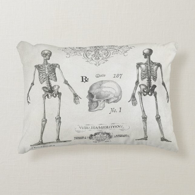 coussin d'halloween squelette vintage élégant. (Devant)