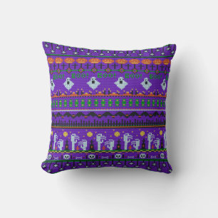 Coussin d'Halloween violet décor intérieur