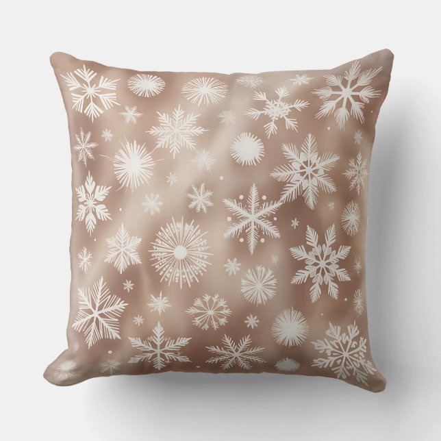 Coussin d'hiver moderne Snowflake - Neutre (Recto)