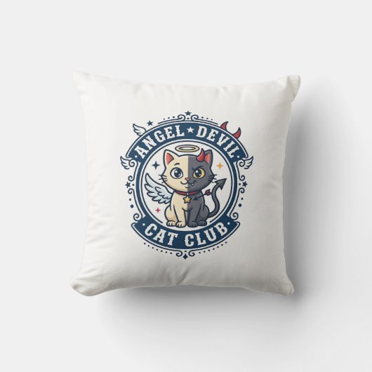 Coussin Diable Ange Chat Idée Cadeau pour Maman Chat - Dia (Recto)