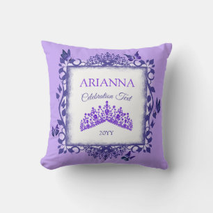 Coussin Diadème en strass violet, Papillons, Personnalisé