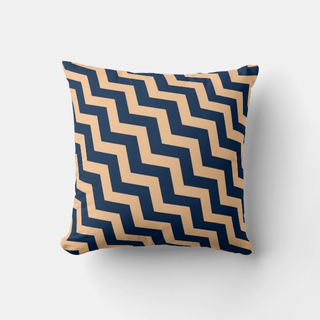 Coussin diagonal de motif de Chevron de marine et (Recto)