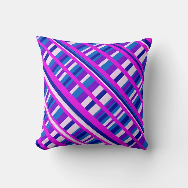 Coussin Diagonale bleue rose violet (Recto)