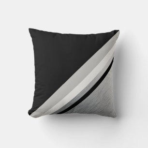 Coussin Diagonale noir, gris, rayure moderne
