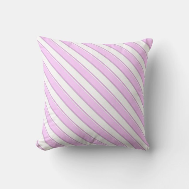 Coussin Diagonale rose sur blanc (Recto)