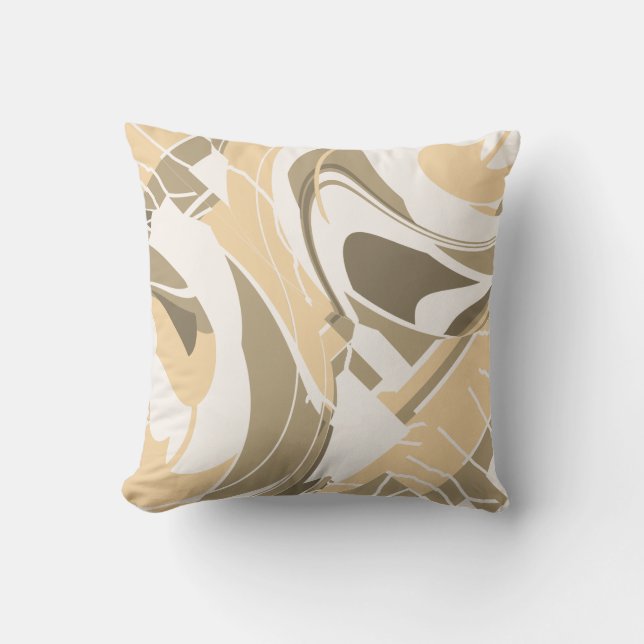 Coussin Diagonale Tan Taupe Brown blanc cassé (Recto)