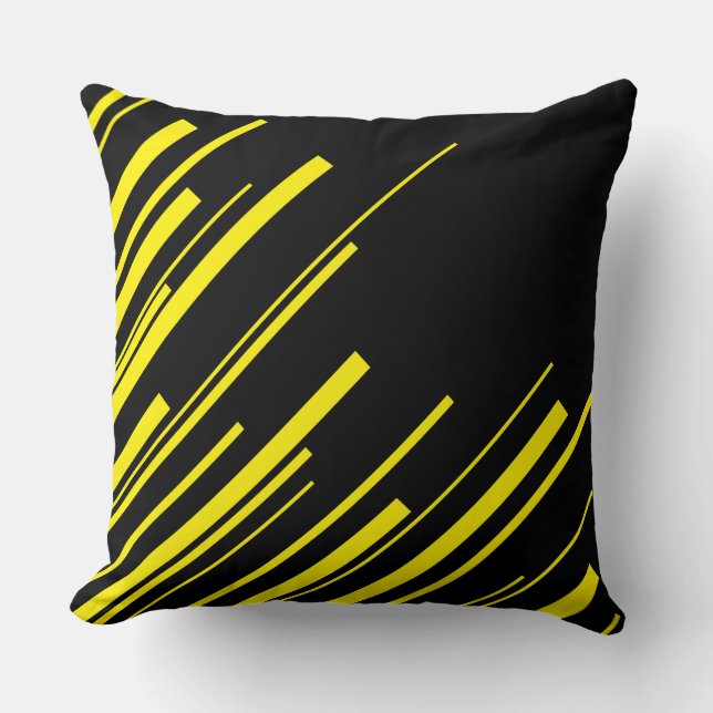 Coussin Diagonales en jaune et noir (Recto)