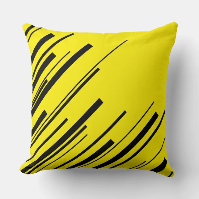 Coussin Diagonales en jaune et noir (Recto)