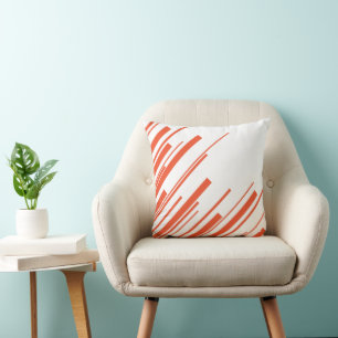 Coussin Diagonales en orange et blanc