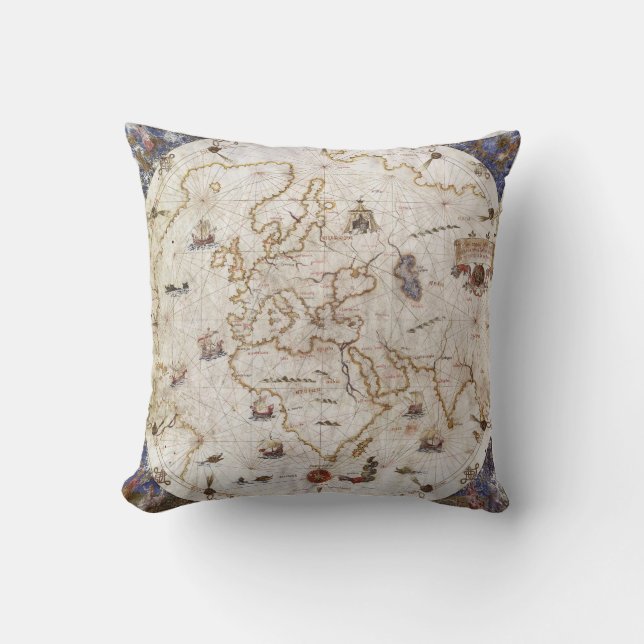 Coussin Diagramme de Portolan du monde | 1519 (Recto)