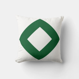 Coussin Diamant blanc, Bordure vert gras