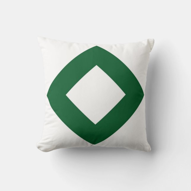 Coussin Diamant blanc, Bordure vert gras (Recto)