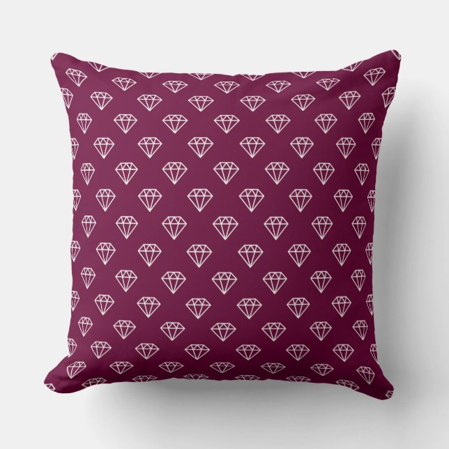 Coussin Diamant - Blanc sur Crimson Profond (Recto)