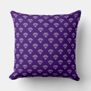 Coussin Diamant - Blanc sur violet profond