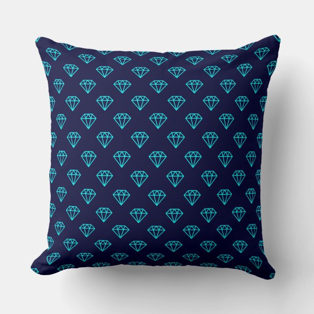 Coussin Diamant - Cyan sur Dark Navy (Recto)
