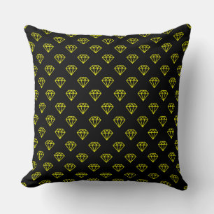 Coussin Diamant - Jaune sur noir