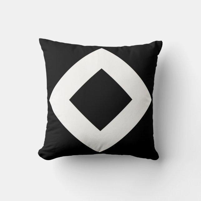 Coussin Diamant noir, Bordure en blanc gras (Recto)